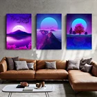Настенная картина HD печатная модульная Япония Synthwave Fuji Холст Живопись Домашний декор для гостиной Пейзаж Плакат рамка картины