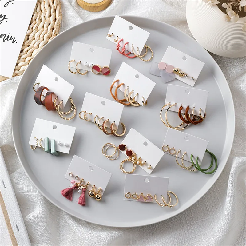 6 шт./компл. винтажные Модные женские богемные серьги-кольца геометрические