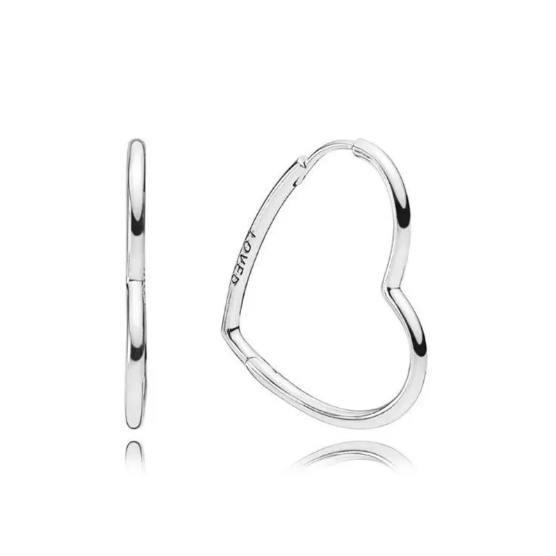 

100% 925 Sterling Silver Pan Earring Asymmetric Hearts Of Love Earrings For Women Wedding Gift Fashion Jewelry