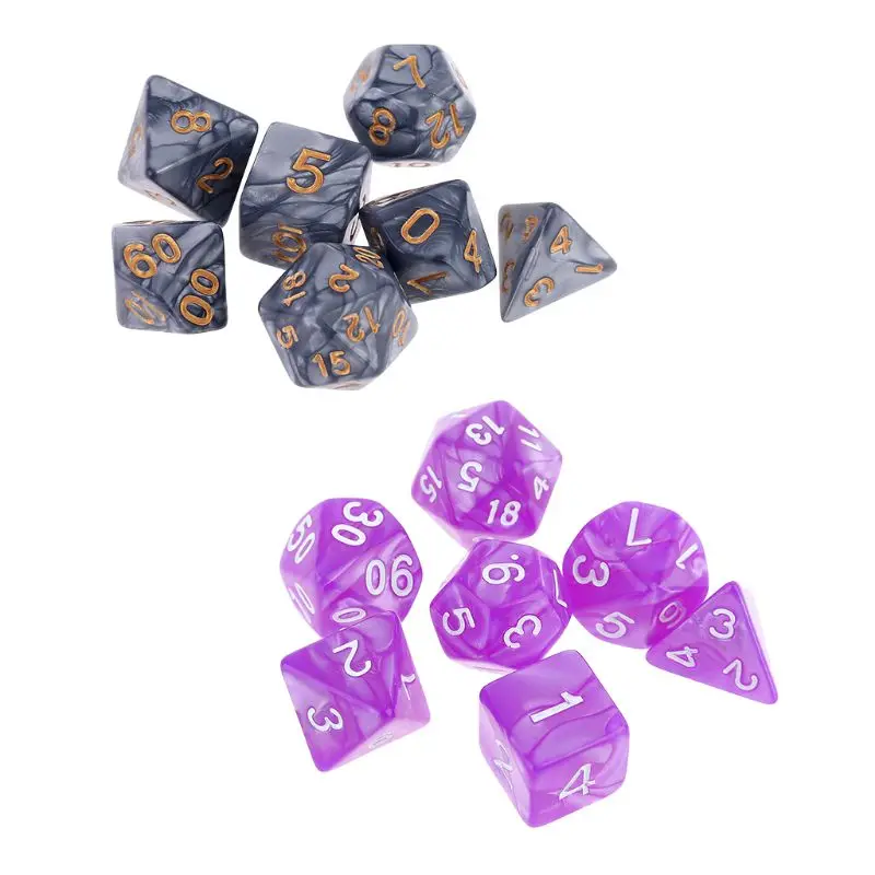 

7 шт./компл. D4 D6 D8 D10 D12 D20 многогранные циферблаты с цифрами для настольной игры U2JB