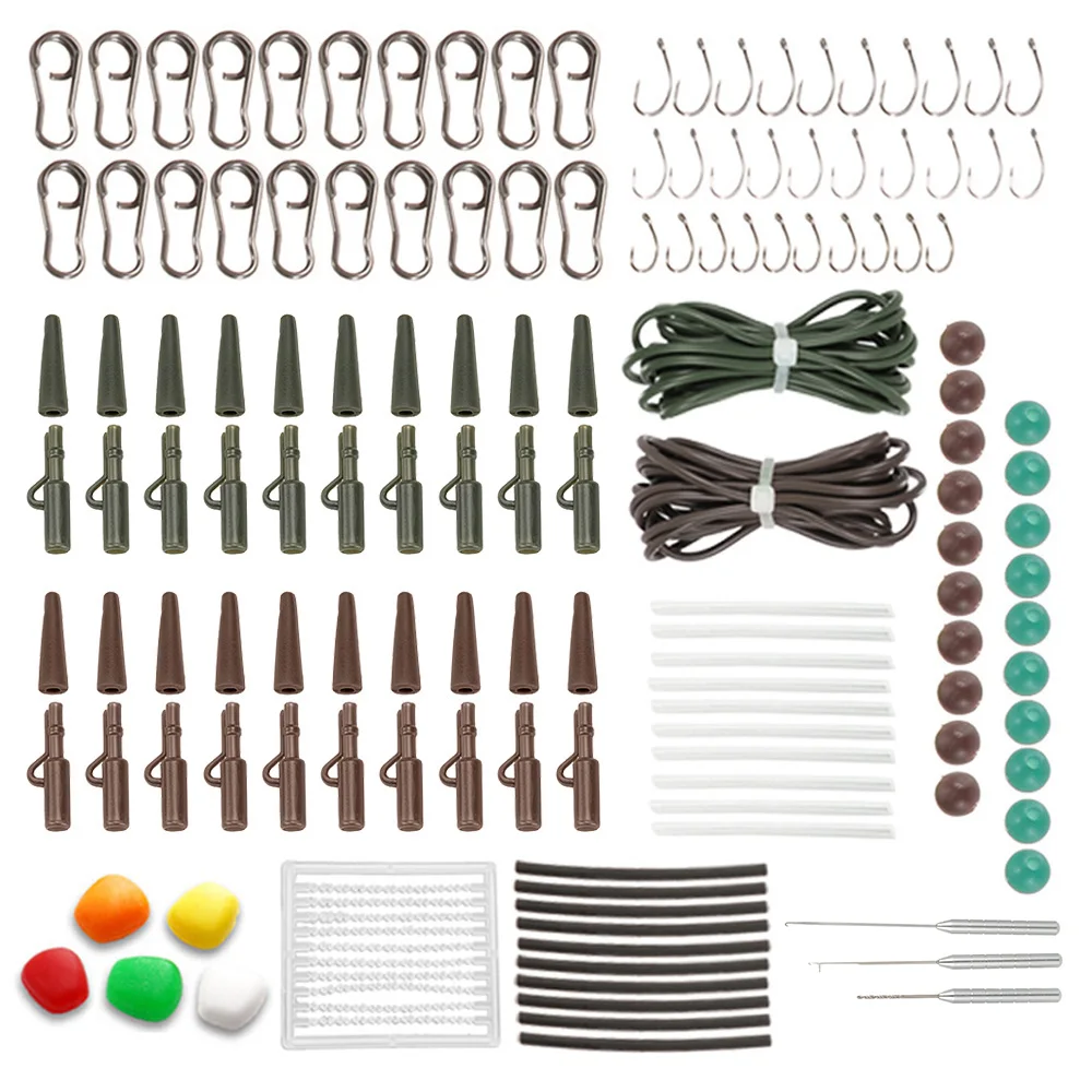 Набор снастей для ловли карпа 142 шт. свинцовые бусы-клипсы крючки трубки вертлюги
