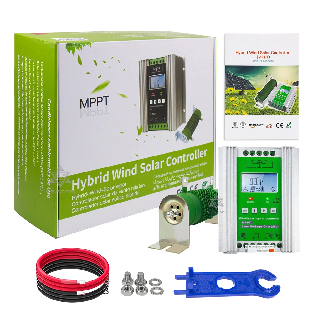 MPPT 1400w солнечный трекер ветровой гибридный контроллер заряда ШИМ 12V 24V регулятор