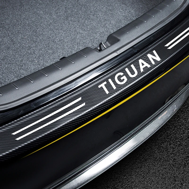 

4PCS Carbon Fiber Car Body Rear Trunk Sill Protector Decals Stickers For Volkswagen VW Tiguan 2017-2010 Passat Golf Accessories