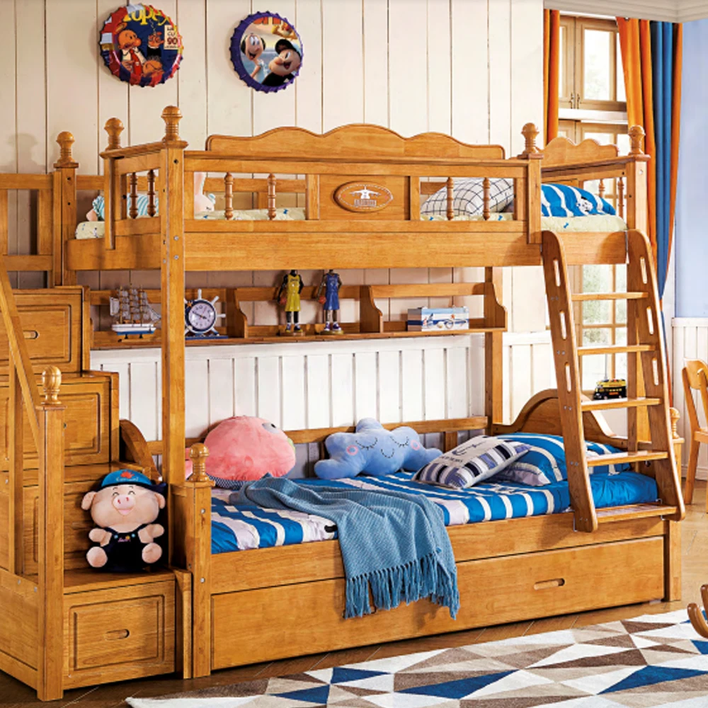 Детская двухъярусная кровать из цельного дерева горячая Распродажа детская