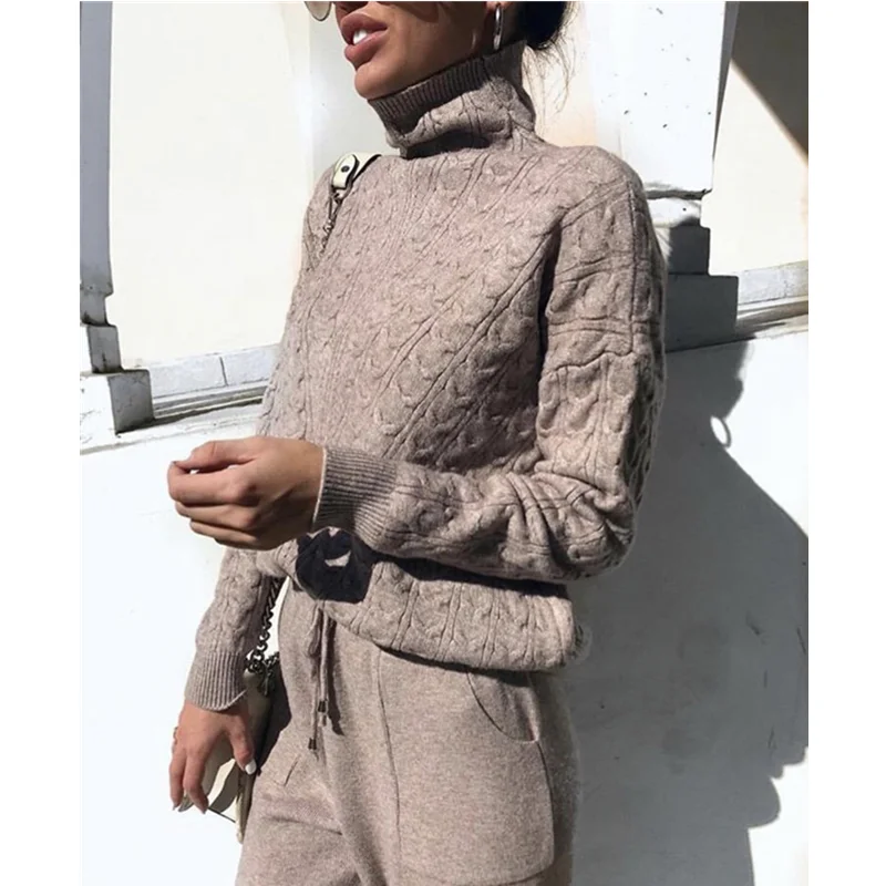 Женский трикотажный комплект из 2 предметов повседневный теплый спортивный