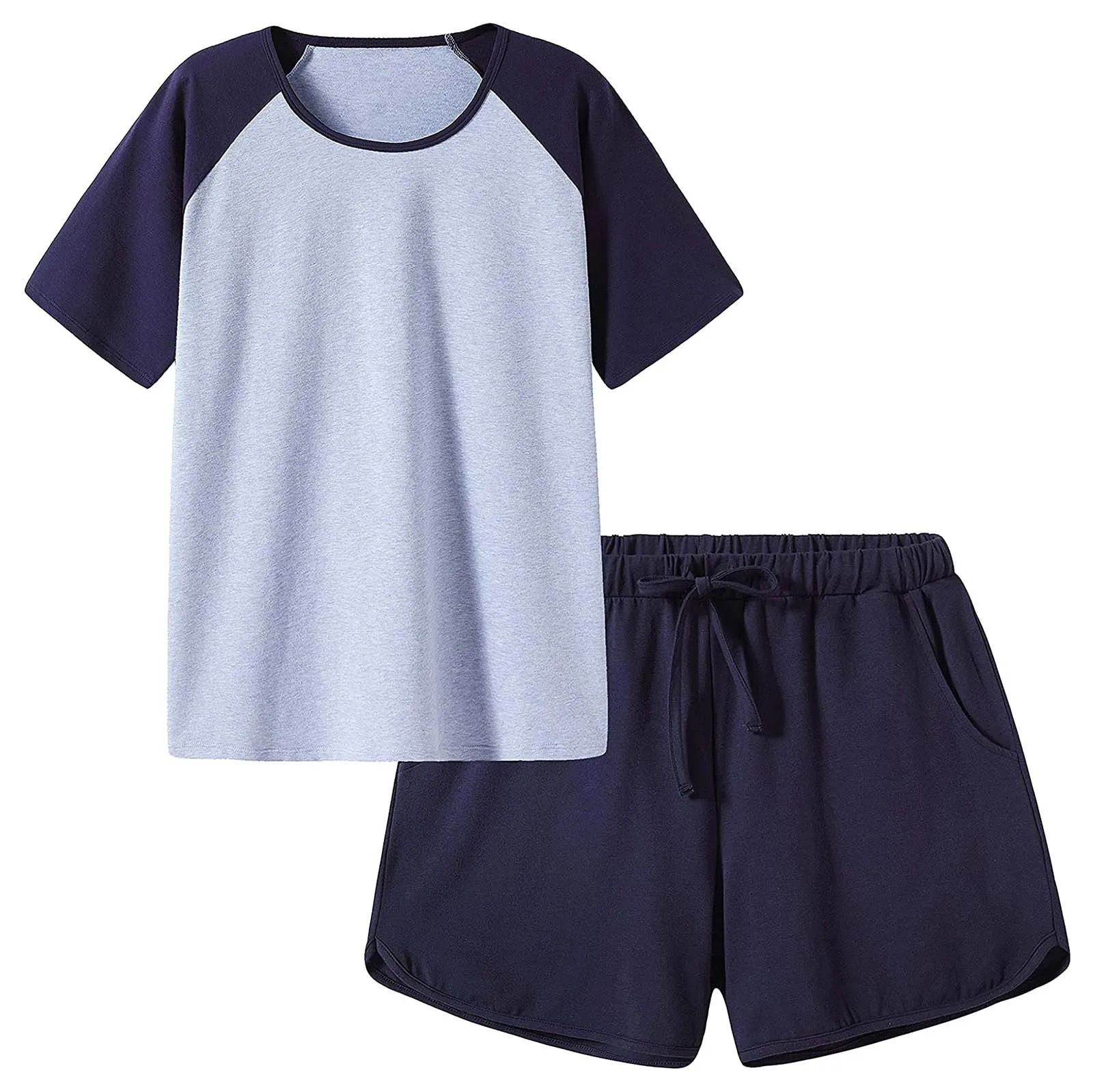 

Футболка женская с коротким рукавом, свободный крой, спортивный комплект из двух предметов, длинные спортивные шорты, домашняя одежда для о...