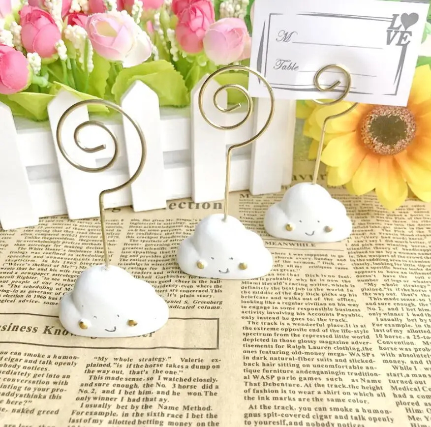 

10pcs Smile Cloud Name Number Menu Table Place Card Photo Holder Clip For Wedding Baby Shower Party Festival Reception Favor