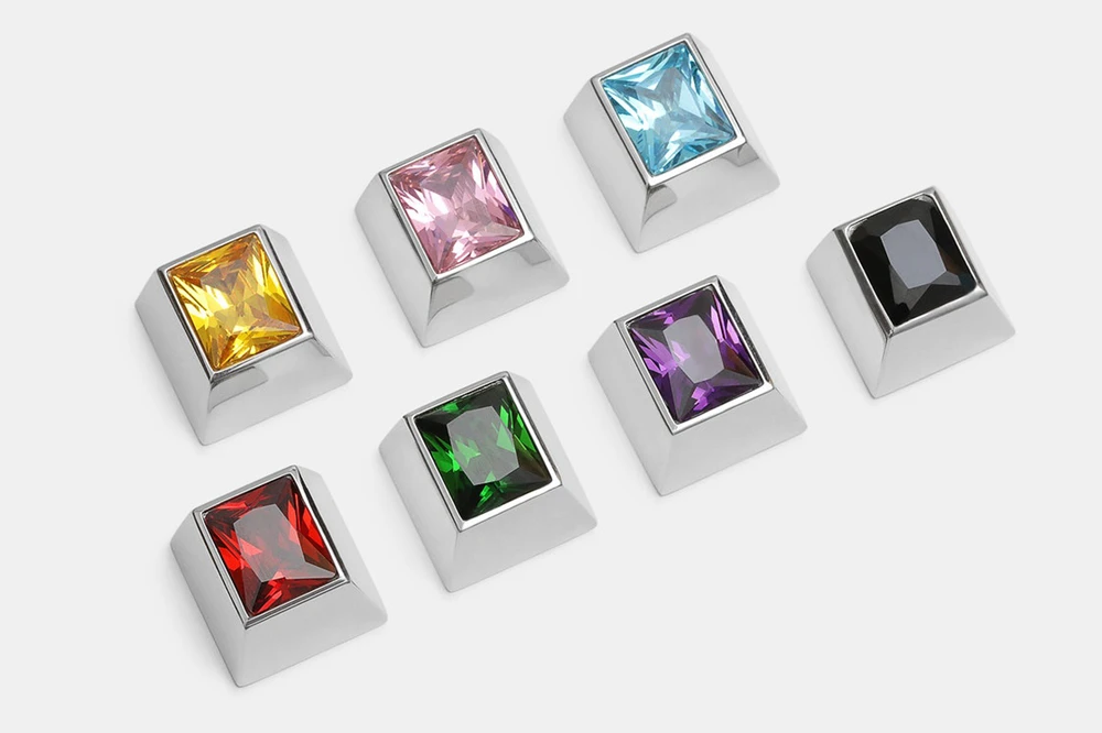 sadan silver gem backlit silver artisan keycaps for mx stem mechanical keyboards yellow pink blue red green purple black free global shipping