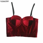 Укороченный топ, облегающий женский укороченный с чашечками, бархатная зимняя одежда, сексуальный однотонный семейный бюстгальтер для ночного клуба вечерние, бюстгальтер со встроенным бюстгальтером