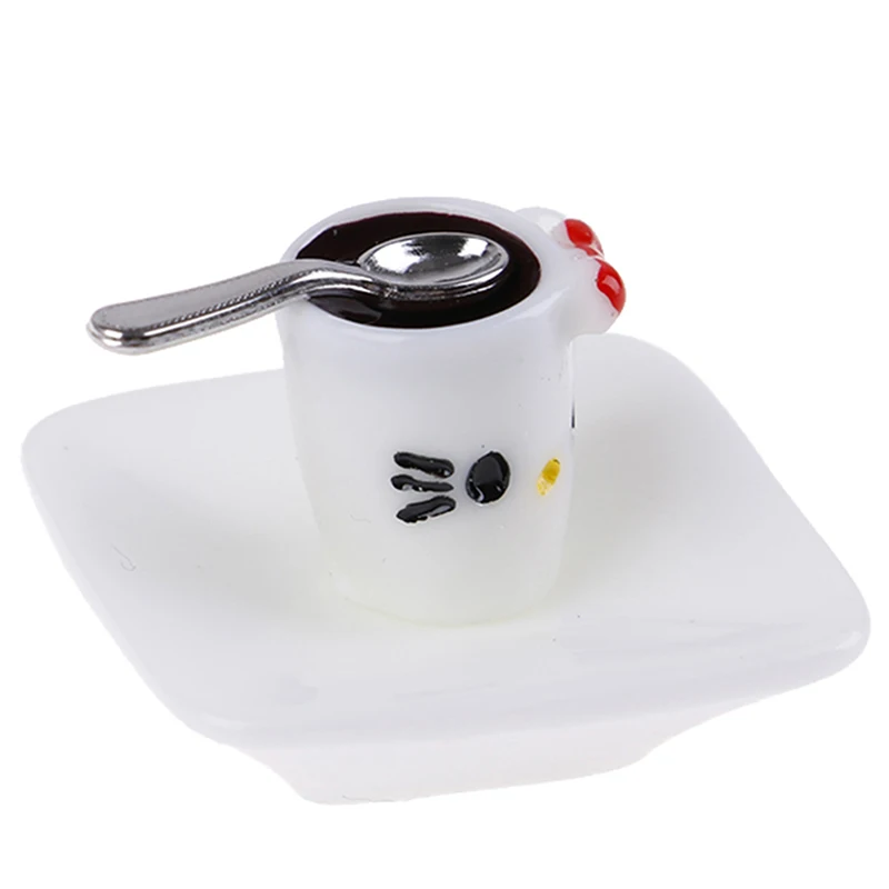 

3pcs/set Cute 1:12 Miniature Coffee Cup & Saucer & Spoon Simulation Dollhouse Furniture Toy Dollhouse Miniature