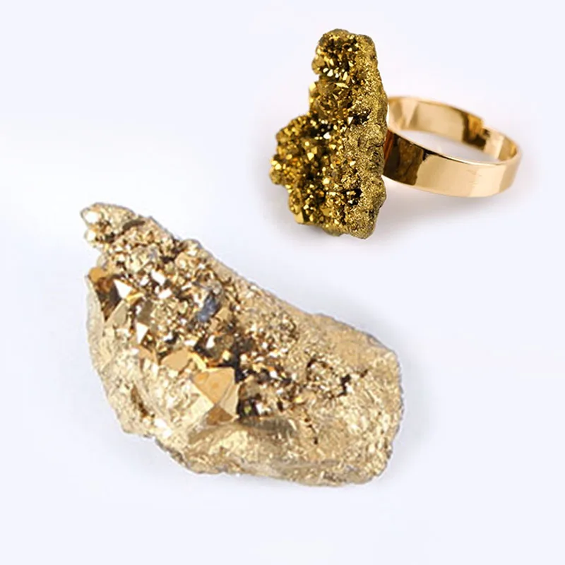 Натуральный натуральный золотой Титан аура геодезы Агат Минеральный Камень руды