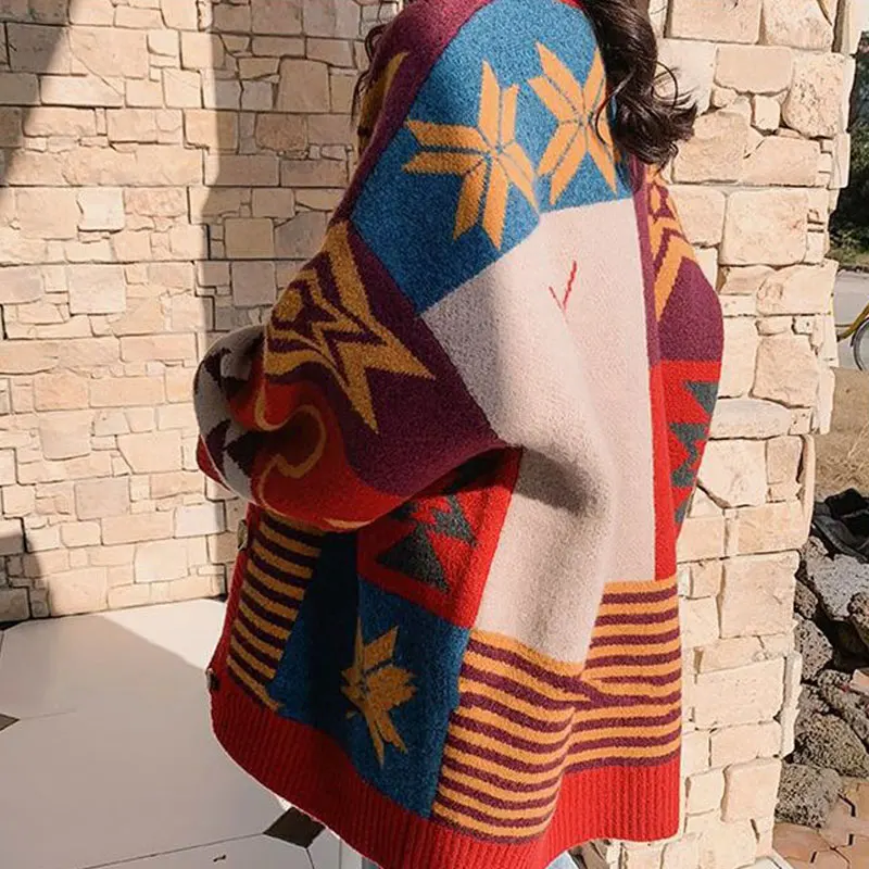 fall 2019 winter casual v neck oversized red cardigan womens clothing new long sleeve christmas sweater knitted jacket |