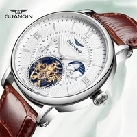 guanqin 2022 new luxury military watch mens watch mechanical automatic watch tourbillon skeleton leather belt 30m waterproof
