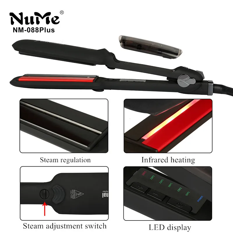 Паровой выпрямитель для волос инфракрасный нагреватель плоский утюг