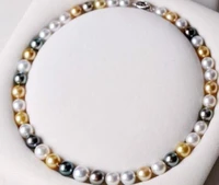 elegant aaa 10 11mm real freshwater multicolor natural pearl necklace 18 14k