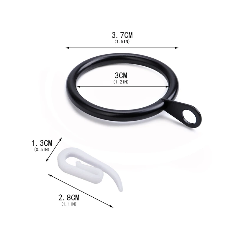 

30Pcs 30mm Curtain Hook Roman Rings Metal Curtain Rod Hook Rings Curtain Accessories Black Hook Rings