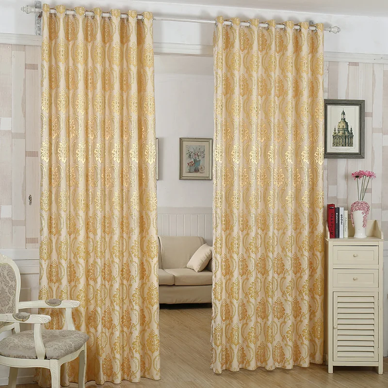 Luxury Gold Jacquard Curtains for Living Room European Goldish Cortinas Bedroom High Shading Elegant Golden Yellow Drapes | Дом и сад