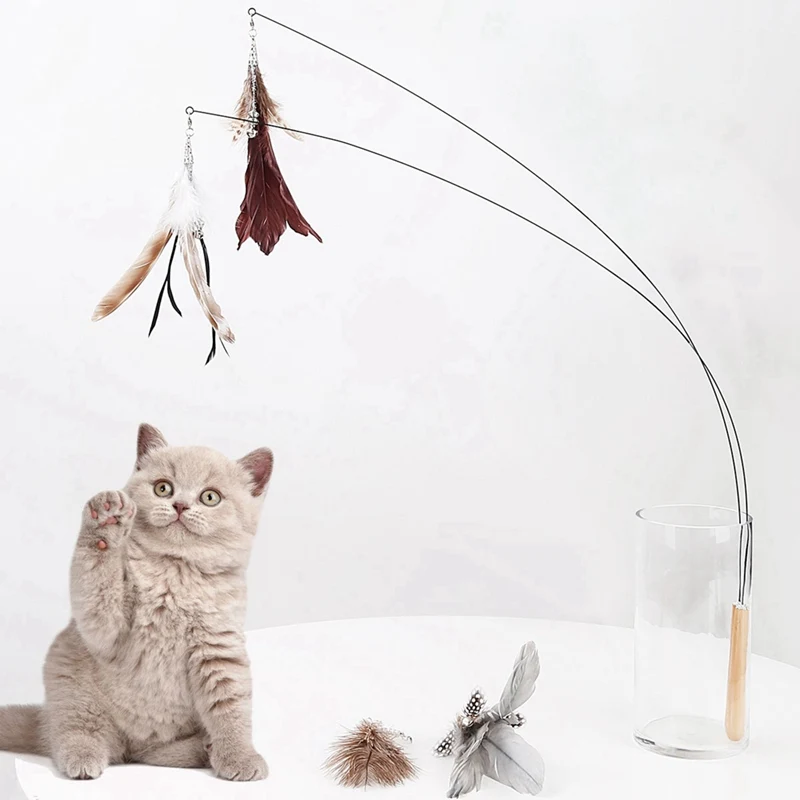 

Interactive Cat Toy With Bells Tease Cats Feather Stick Pets Training Supplies Pet Products