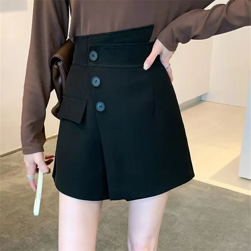 

Asymmetrical Half-Length Skirt Pants Women's Autumn And Winter New Korean Style A Line Skirt Suit Black Short Skirt Pant Femme