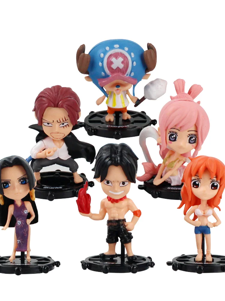

6pcs/set Anime One Piece Ace Nami Robin Tony Chopper shankusu Shirahoshi PVC Figure Collectible Model Toys Q Version Mini Dolls