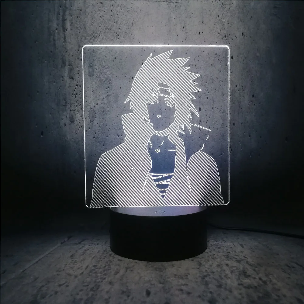Наруто Саске фото 3D Светодиодная лампа Мультфильм Человек ночник Детская