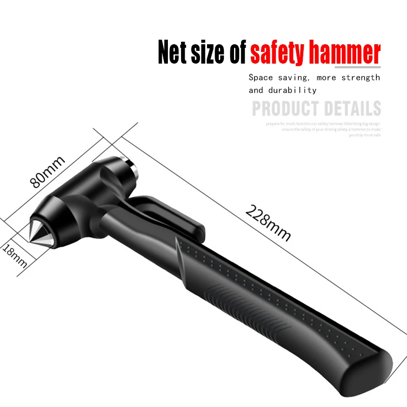 

Carbon Steel Car Safety Life Hammer Black and Red Auto Emergency Escape Rescue Tool Window Glass Breaker Seatbelt Cutter