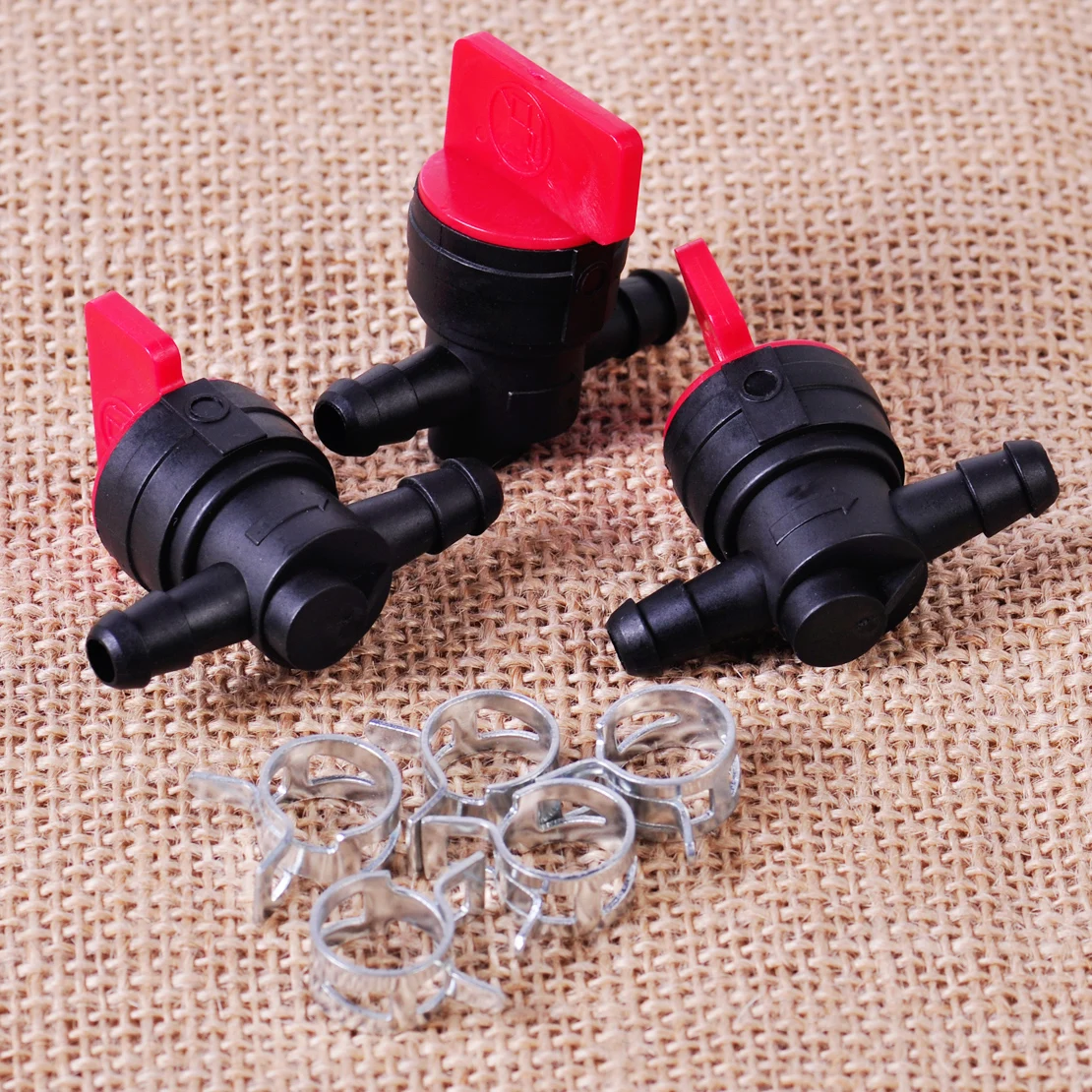 

LETAOSK 3pcs High Quality 1/4" InLine Fuel Gas Cut-Off Shut-Off Valve Petcock + 6pcs Clamps for Briggs Stratton