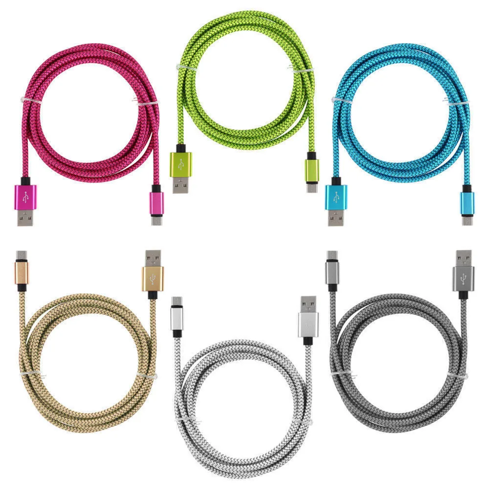 1 м 2 3 Нейлоновая Ткань Плетеный Тип C Micro 8 PIN USB кабель для синхронизации данных и