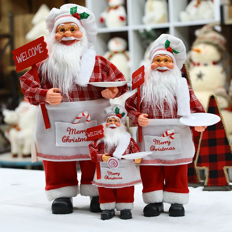 

Navidad Big Size Christmas Dolls Retractable Santa Claus Snowman Toys Xmas Figurines Christmas Gift for Kid Red Tree Ornament