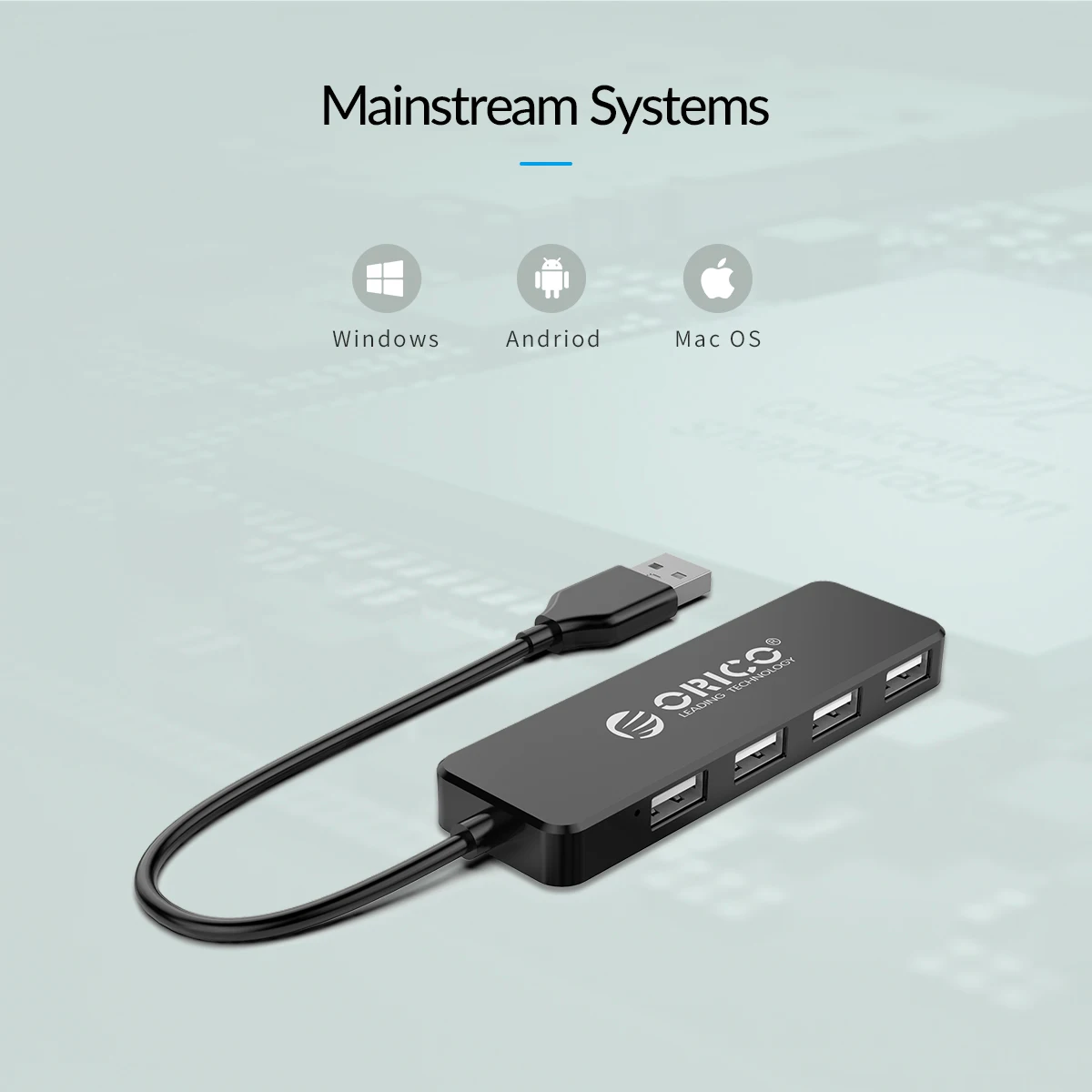 ORICO мини 4, 8 Порты и разъёмы USB 2,0 концентратор Высокоскоростной USB разветвитель для ПК Компьютерные аксессуары Mac/Windows OTG концентратор-черный/белый
