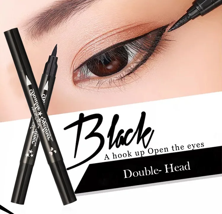 

Double headed Eyeliner stamp Pen with Eye Makeup Stamp Waterproof Double Sided Heart Moon Star flowers Shape Stamp Pen 4 Pcs