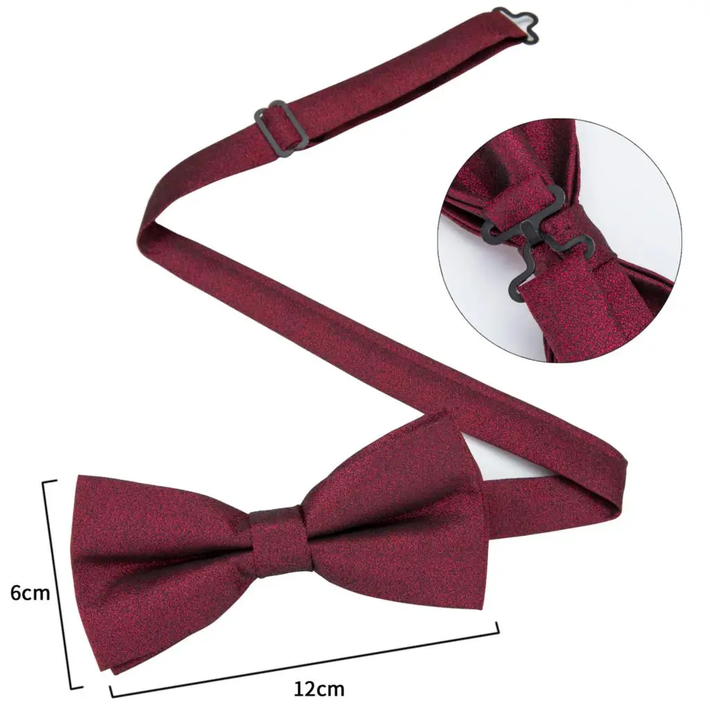 Шелковый однотонный галстук бабочка роскошный Цета красного вина мужской