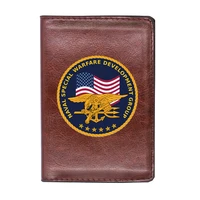 high quality leather united states naval special warfare group printing travel passport cover id credit card case