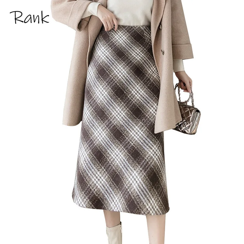 

A-line Skirt NEW Vintage Plaid Women Skirts Autumn Long Female Warm Thick Skirts Mujer Women Winter High Waist Skirt Girls Maxi