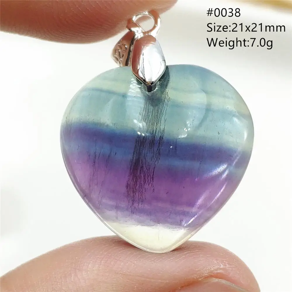 Природный цвет яркий флюорит кварцевый кулон ожерелье сердце любовь подарок