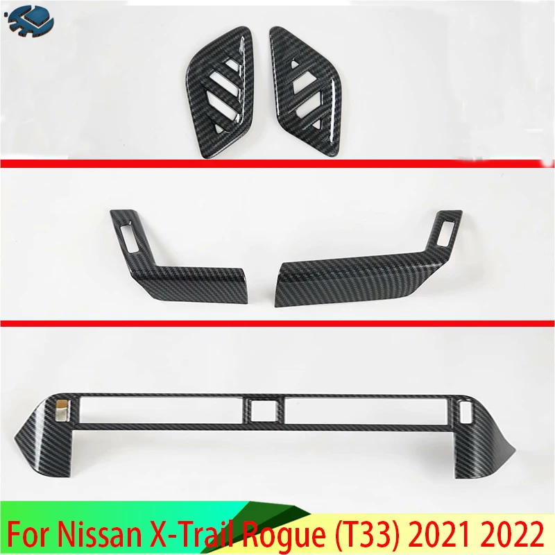 

For Nissan X-Trail Rogue (T33) 2021 2022 Carbon Fiber Style Air Vent Outlet Cover Dashboard Trim Bezel Frame Molding Garnish