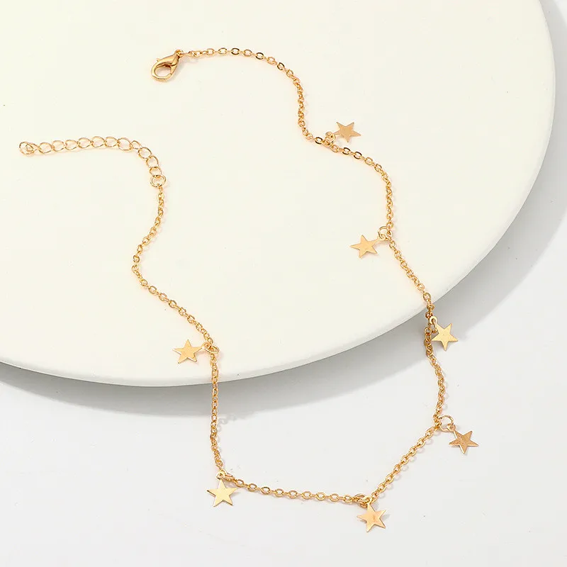 Золото Цвет звезда вечерние ожерелья с подвесками модная женская колье