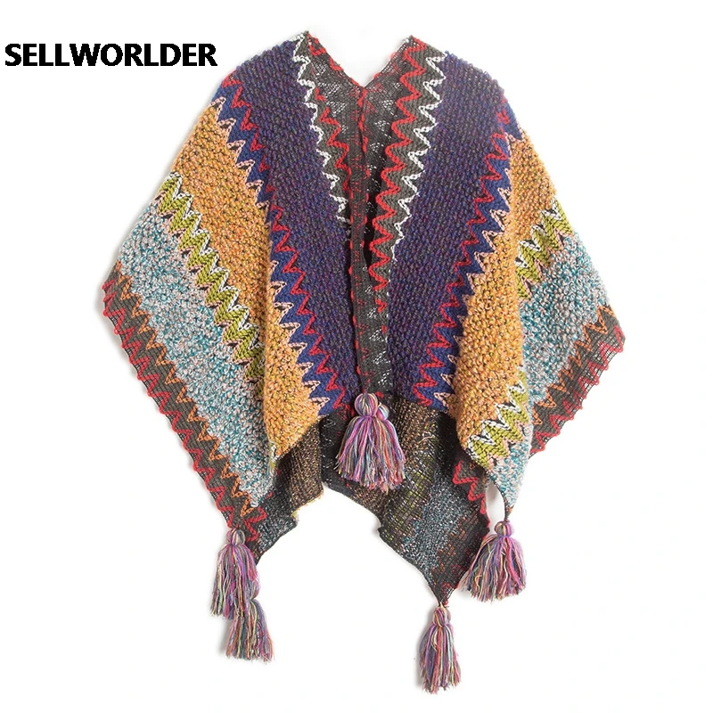 Women Winter NEW Ladies colorful Knitted Ladies Split Acrylic Cloak Warm Fashion Scarves & Wraps 135*110cm