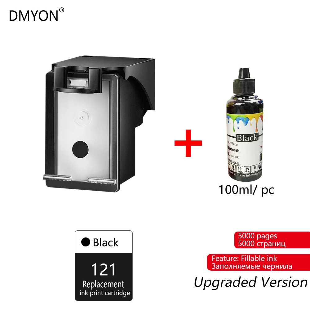 DMYON 121 Замена для hp 121 перезаправляемый картридж с чернилами hp Deskjet F4283 F2423 F2483 F2493 F4213 F4275 F4283 F4583 принтер - Цвет: Black
