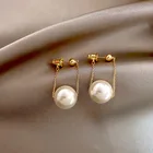 Современные Простые маленькие жемчужные Подвесные серьги-капли для женщин аксессуары для вечерние Золотые круглые Подвесные серьги женские модные серьги