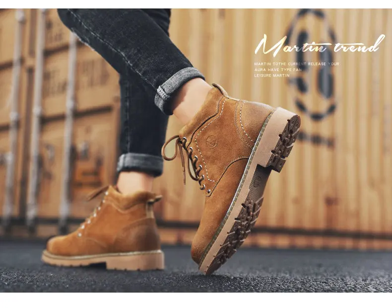 Winter Ankle Boots mens Genuine Leather Snow Boots Big Size 38-50 Outdoor Warm Winter Shoes for Men Anti-cold Boots Walker Peak
