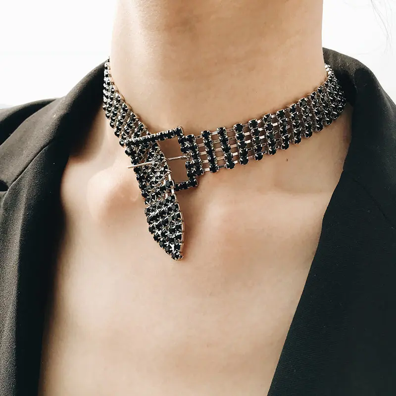 Цепочка-чокер Стразы Женская роскошное ожерелье с открытой регулируемой