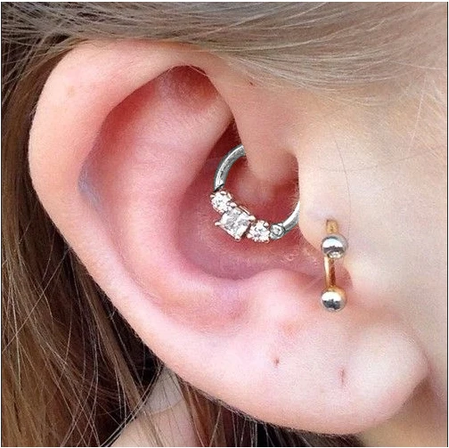 Пирсинг для тела в стиле панк, 16 г, нержавеющая сталь 316L, серьги Daith, три прозрачных CZ Rook Helix Septum, серьги