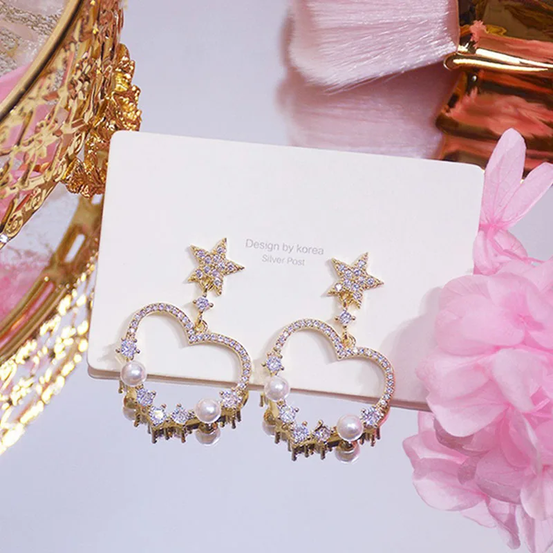 

Exquisite Cute Shiny Big Heart Earrings for Women Designer Creativity Luxury High Quality Jewelry AAA Zircon S925 Needle Party