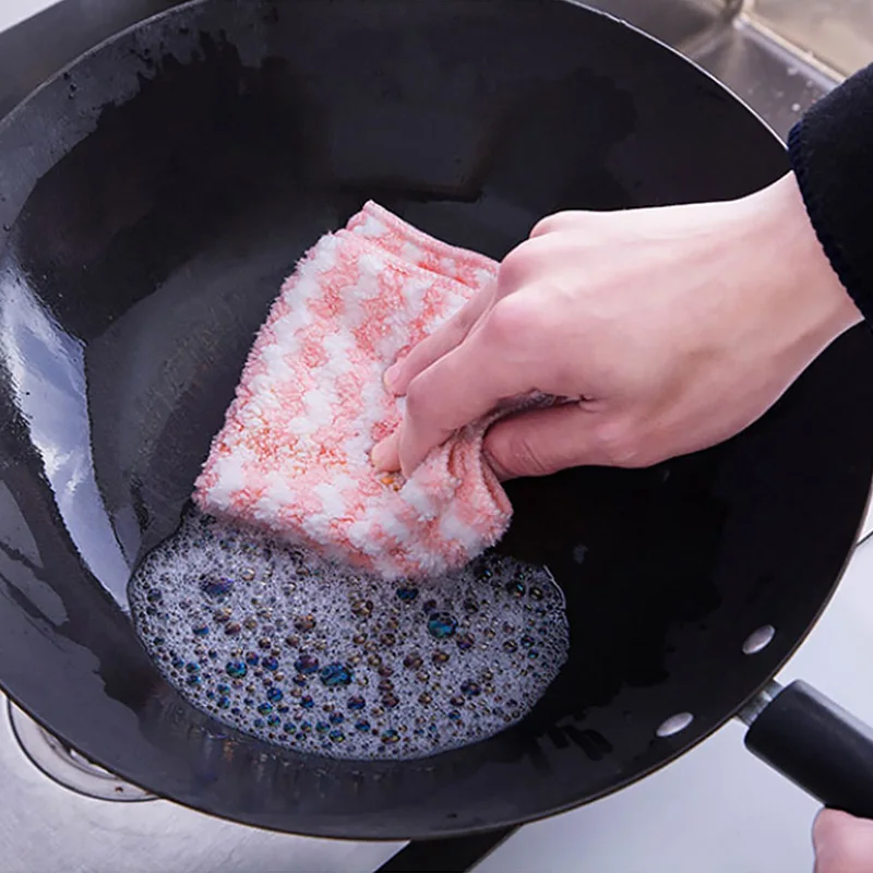 Practical Dish Cloth Towels Kitchen Tableware Cleaning Wiping Tools Dish Towels Kitchen Coral Velvet Absorbent Super Absorbent