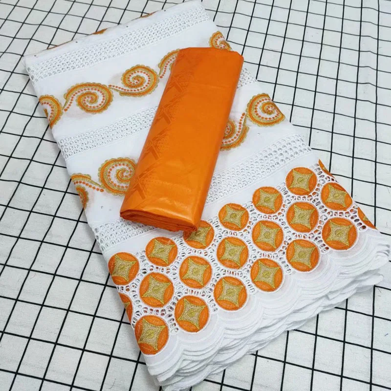 

2.5 y Swiss lace fabric +2.5 y Bazin Brode riche embroidery African 100% cotton fabrics Swiss voile lace popular Dubai style