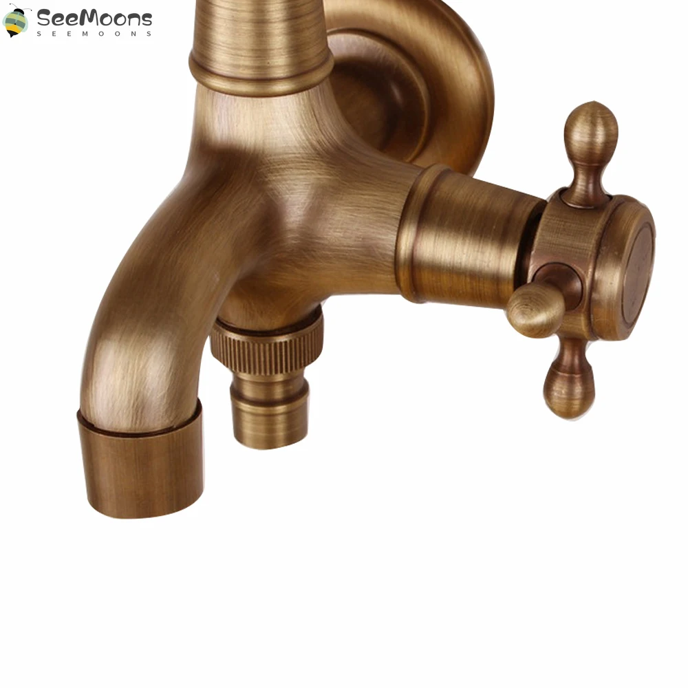 

Antique Faucet Dual European Style Purpose Bathroom Wall Mounted Single Cold Washing Machine Mop Pool Faucet Outdoor Garden Tap