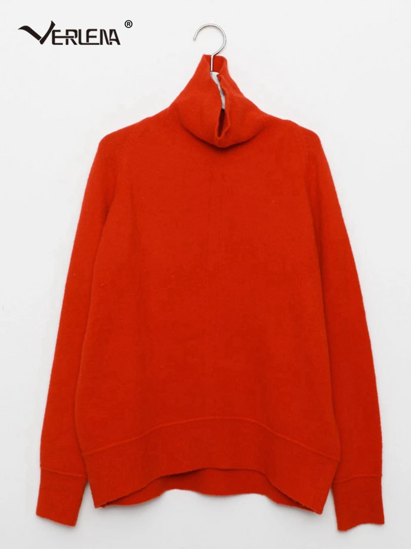 Verlena Solid Red Autumn Sweater Pullover Women Korean Lazy Style Super Soft Long Sleeve Turtleneck Jumper Knitted Tops 2019 | Женская
