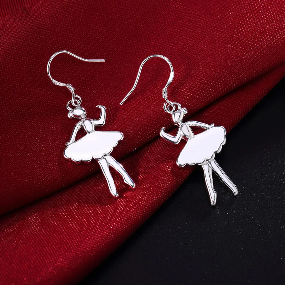 

LE005 Fashion Jewelry 925 Sliver Plated Dancer Hook Earrings For Cute Girl