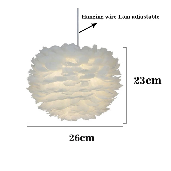 white 26cm Подвесные светильники, белое перо, E27, плюмовые светодиодные художественные декоративные лампы, романтическая Подвесная лампа для спальни, натуральный гусиный пух - Цвет корпуса: white 26cm
